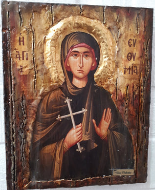 Orthodox Icon of Euphemia the Great Martyr Greek Byzantine Antique Style Icon - Vanas Collection