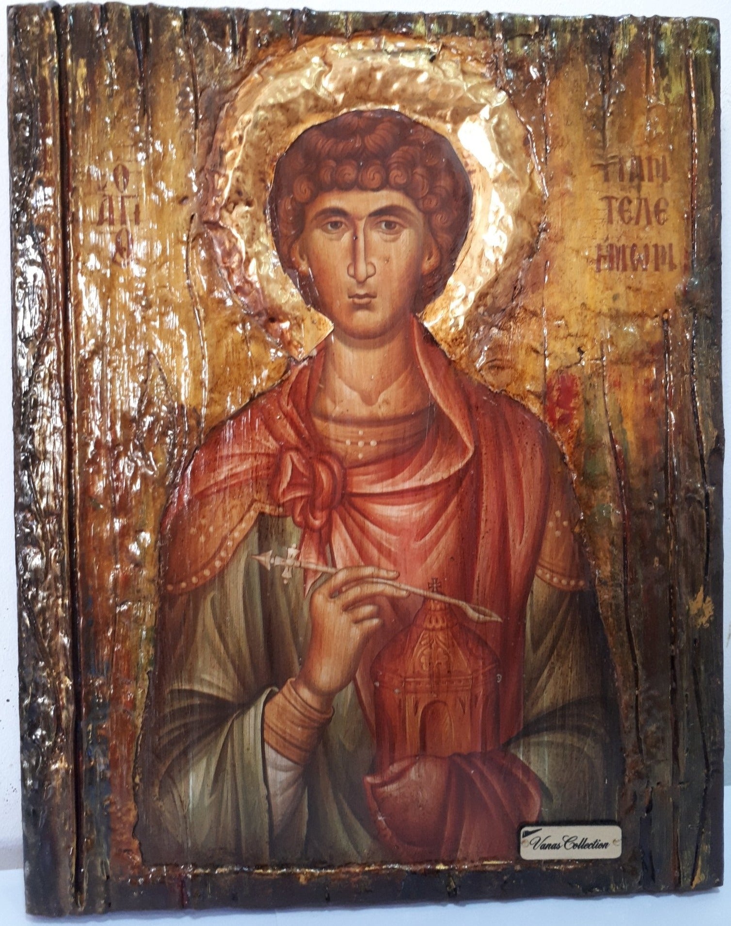 Orthodox Icon Saint St. Panteleimon Russian Greek Byzantine Antique Style Icons - Vanas Collection