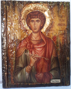 Orthodox Icon Saint St. Panteleimon Russian Greek Byzantine Antique Style Icons - Vanas Collection