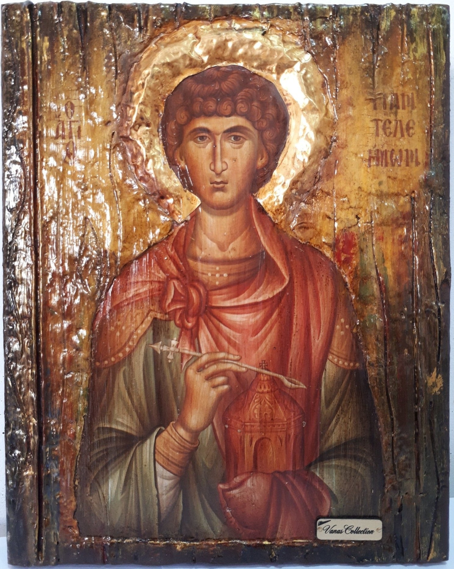 Orthodox Icon Saint St. Panteleimon Russian Greek Byzantine Antique Style Icons - Vanas Collection