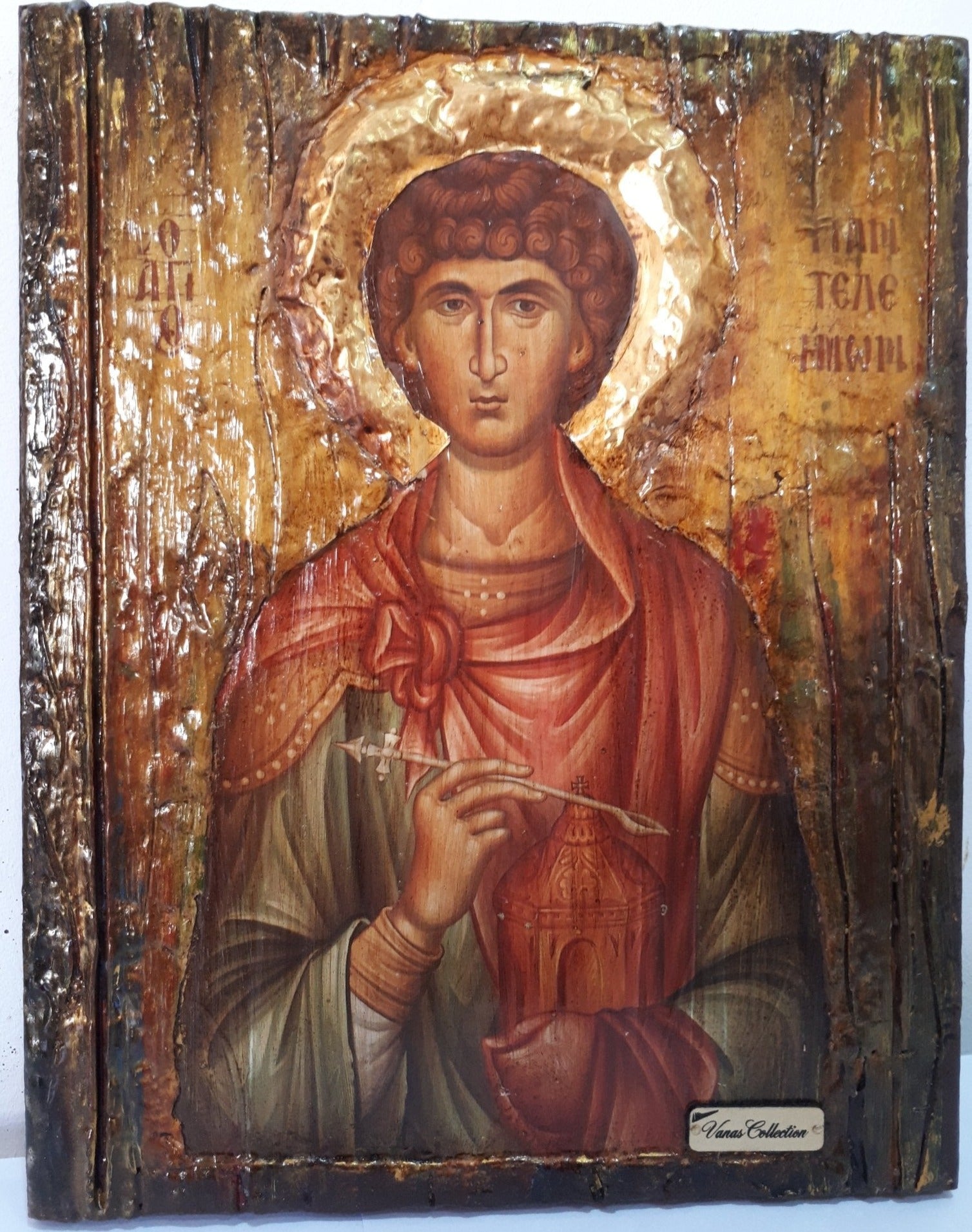 Orthodox Icon Saint St. Panteleimon Russian Greek Byzantine Antique Style Icons - Vanas Collection
