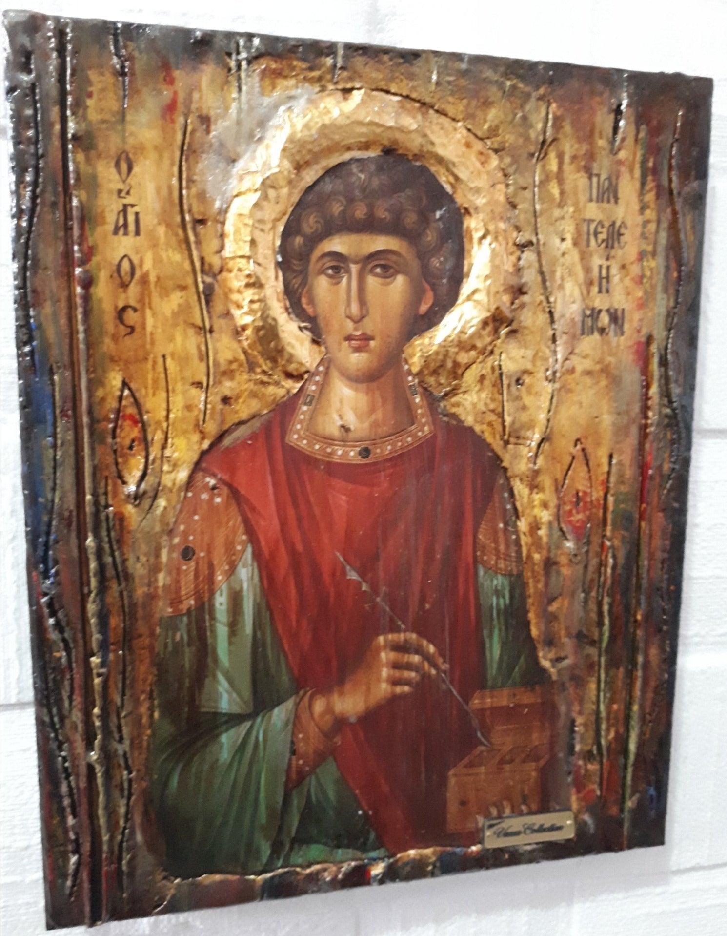 Orthodox Icon Saint St. Panteleimon Russian Greek Byzantine Antique Style Icons - Vanas Collection