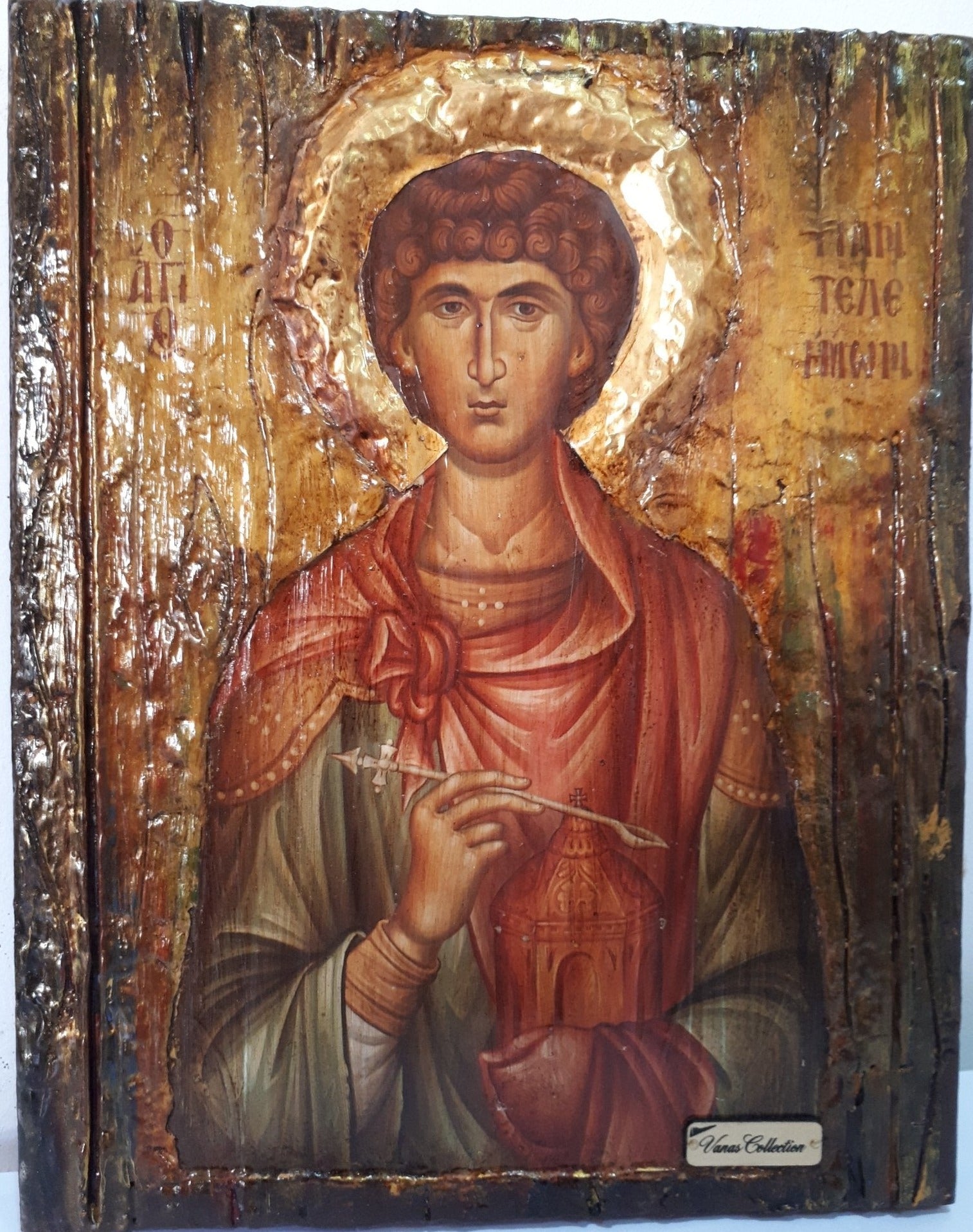 Orthodox Icon Saint St. Panteleimon Russian Greek Byzantine Antique Style Icons - Vanas Collection