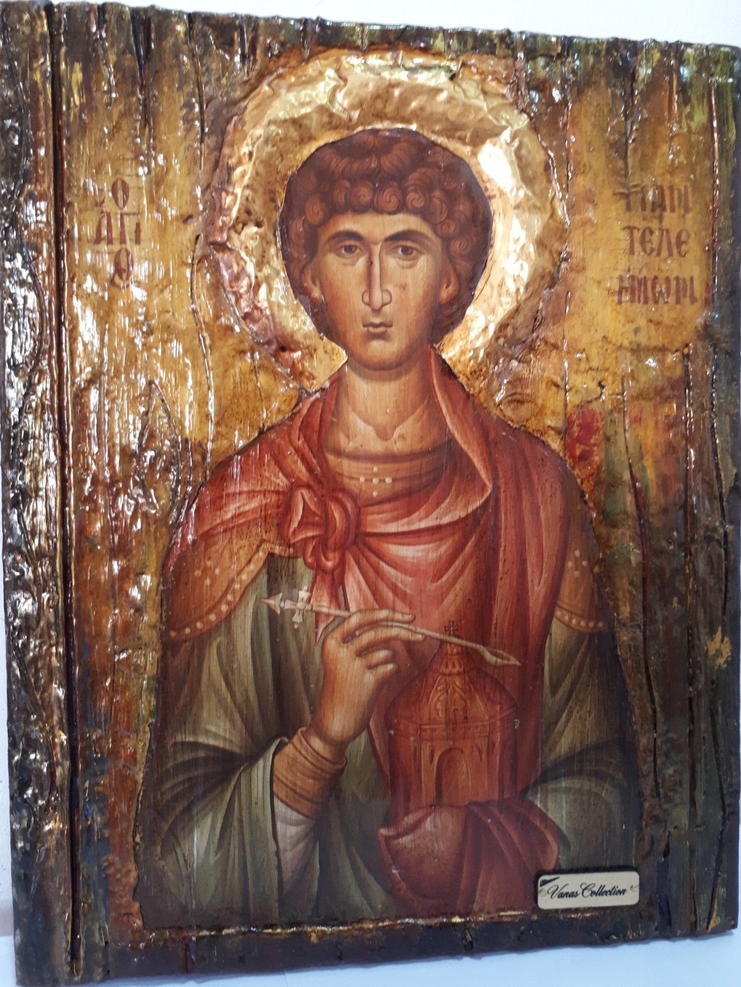 Orthodox Icon Saint St. Panteleimon Russian Greek Byzantine Antique Style Icons - Vanas Collection