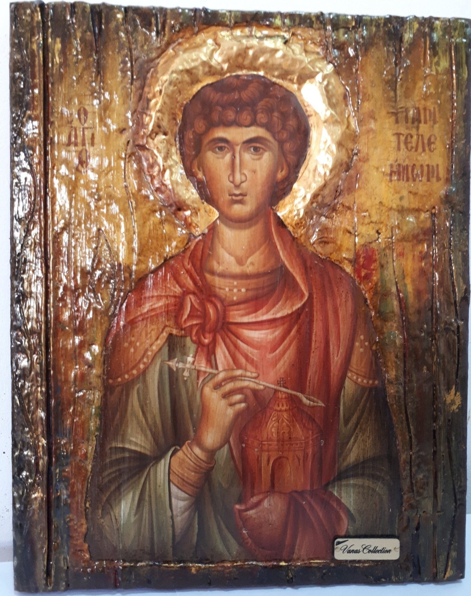 Orthodox Icon Saint St. Panteleimon Russian Greek Byzantine Antique Style Icons - Vanas Collection
