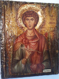 Orthodox Icon Saint St. Panteleimon Russian Greek Byzantine Antique Style Icons - Vanas Collection