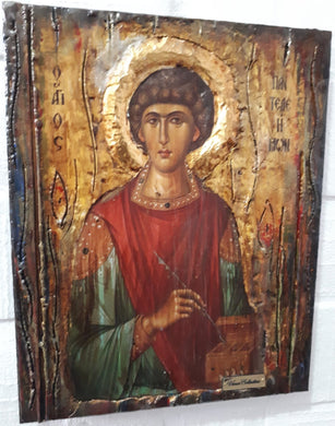 Orthodox Icon Saint St. Panteleimon Russian Greek Byzantine Antique Style Icons - Vanas Collection