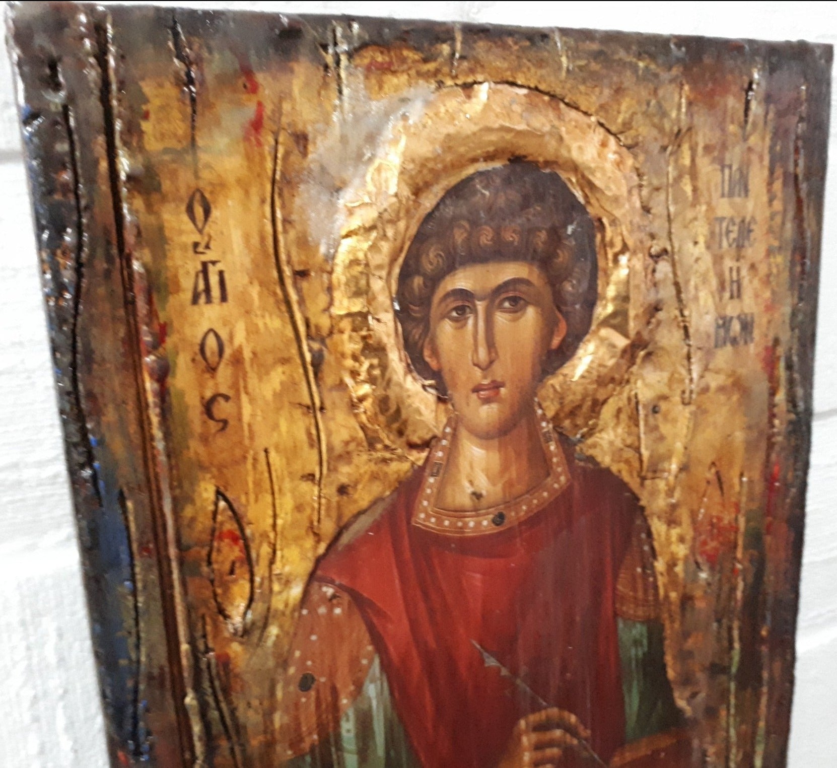 Orthodox Icon Saint St. Panteleimon Russian Greek Byzantine Antique Style Icons - Vanas Collection