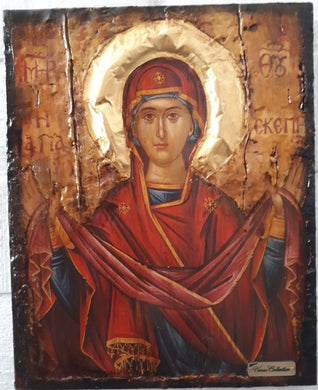 Panagia Virgin Mary Theoskepasti Greek Handmade Orthodox Byzantine Russian Icons - Vanas Collection