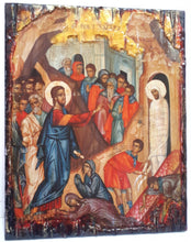 Laden Sie das Bild in den Galerie-Viewer, Raising of Lazarus Icon -Orthodox Greek Byzantine Wood Antique Style Icons - Vanas Collection