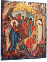 Load image into Gallery viewer, Raising of Lazarus Icon -Orthodox Greek Byzantine Wood Antique Style Icons - Vanas Collection