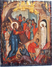 Load image into Gallery viewer, Raising of Lazarus Icon -Orthodox Greek Byzantine Wood Antique Style Icons - Vanas Collection