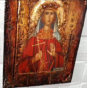 Saint Alice Aliki Icon-Greek Orthodox Byzantine Christian Antique Style Icons - Vanas Collection