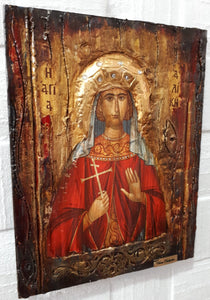 Saint Alice Aliki Icon-Greek Orthodox Byzantine Christian Antique Style Icons - Vanas Collection