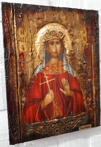 Saint Alice Aliki Icon-Greek Orthodox Byzantine Christian Antique Style Icons - Vanas Collection