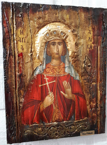 Saint Alice Aliki Icon-Greek Orthodox Byzantine Christian Antique Style Icons - Vanas Collection