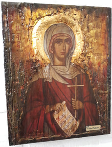 Saint Athena Osiomartyr Icon-Rare Byzantine Greek Orthodox Antique Style Icons - Vanas Collection