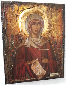 Saint Athena Osiomartyr Icon-Rare Byzantine Greek Orthodox Antique Style Icons - Vanas Collection