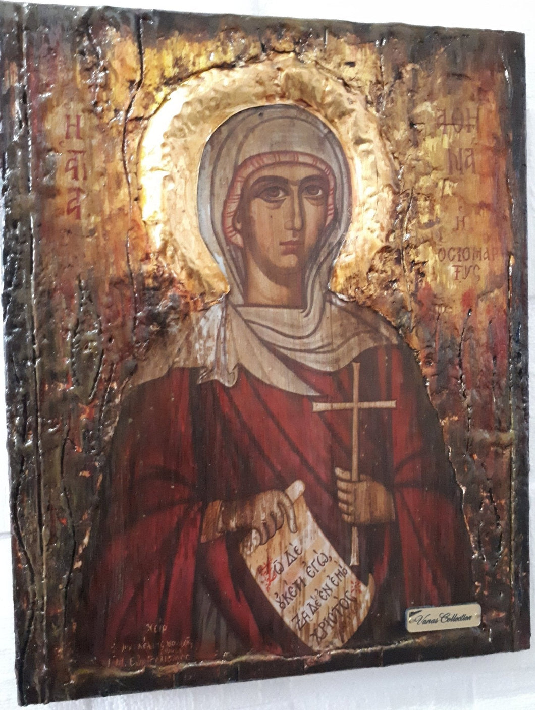 Saint Athena Osiomartyr Icon-Rare Byzantine Greek Orthodox Antique Style Icons - Vanas Collection
