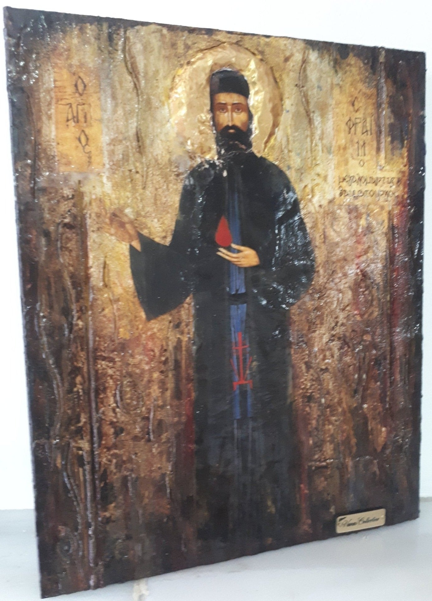 Saint Ephraim of Nea Makri-Handmade Greek Byzantine Icon- Orthodox Icon Antique - Vanas Collection