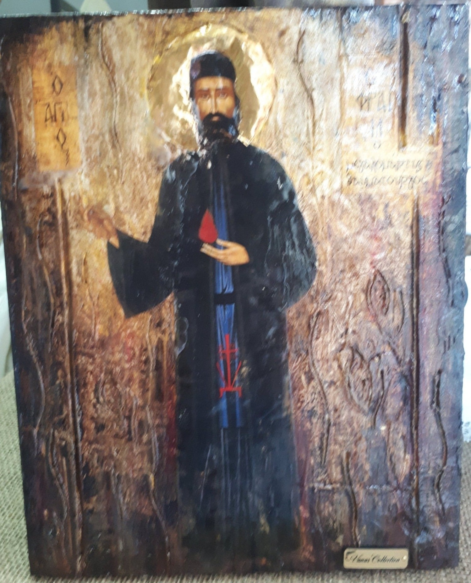 Saint Ephraim of Nea Makri-Handmade Greek Byzantine Icon- Orthodox Icon Antique - Vanas Collection
