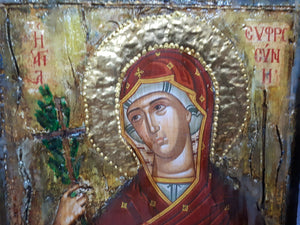 Saint Euphrosyne Efrosini Rare Greek Religious Orthodox Icon - Vanas Collection