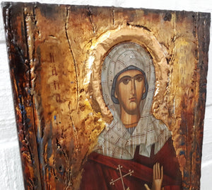 Saint Evanthia Orthodox Icon - Russian Greek Byzantine Wood Icons Antique Style - Vanas Collection