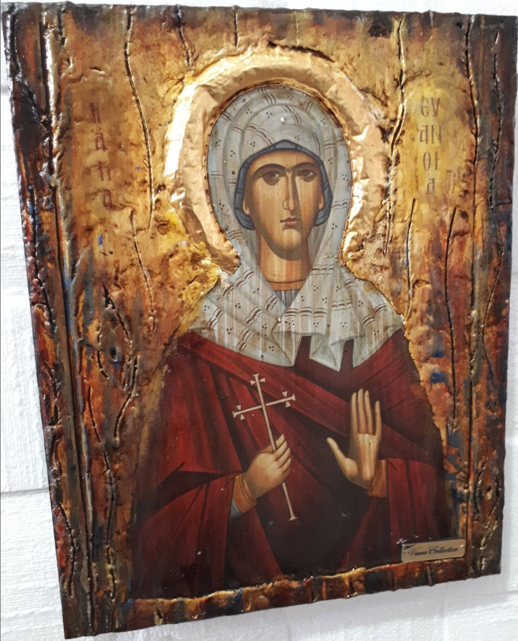 Saint Evanthia Orthodox Icon - Russian Greek Byzantine Wood Icons Antique Style - Vanas Collection