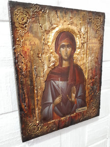 Saint Galini the Martyr Icon - Orthodox Greek Byzantine Wood Icons Antique Style - Vanas Collection