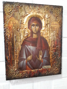 Saint Galini the Martyr Icon - Orthodox Greek Byzantine Wood Icons Antique Style - Vanas Collection