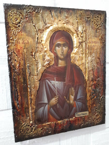 Saint Galini the Martyr Icon - Orthodox Greek Byzantine Wood Icons Antique Style - Vanas Collection