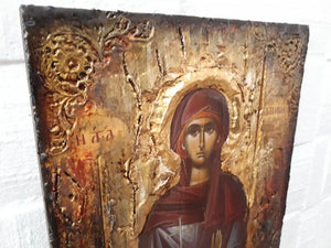 Saint Galini the Martyr Icon - Orthodox Greek Byzantine Wood Icons Antique Style - Vanas Collection