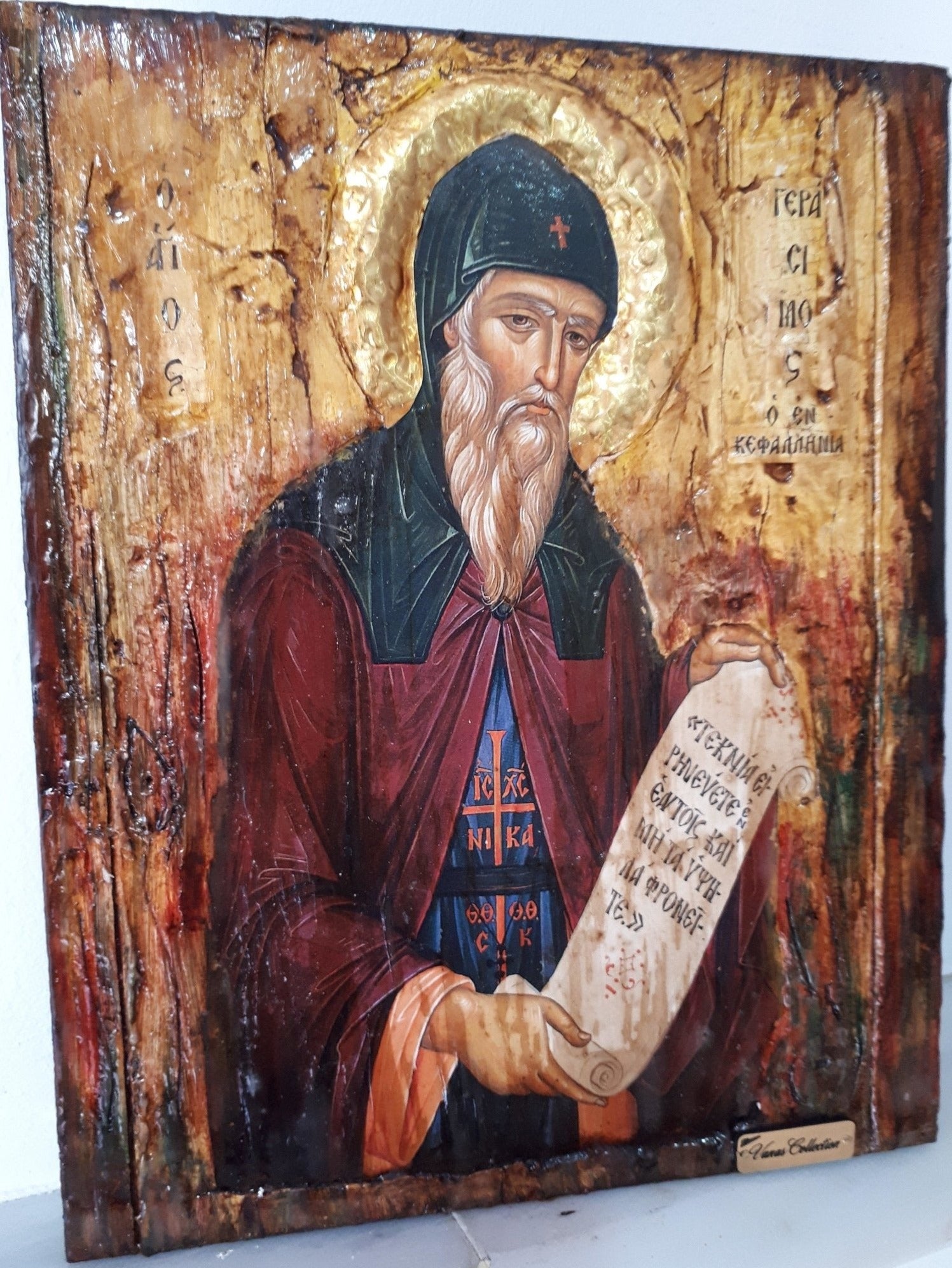Saint Gerasimos-Handmade Greek Byzantine Icon-Orthodox Russian Christianity Icon - Vanas Collection
