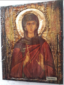 Saint Glyceria Glykeria- Rare Orthodox Byzantine Greek Made Icon-Unique Handmade - Vanas Collection