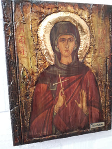 Saint Glyceria Glykeria- Rare Orthodox Byzantine Greek Made Icon-Unique Handmade - Vanas Collection