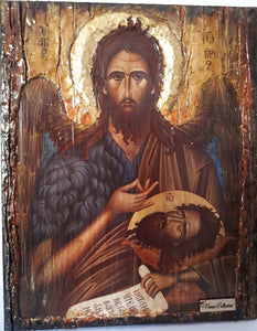 Saint John the Baptist Handmade Wood Icon- Greek Russian Orthodox Icons - Vanas Collection