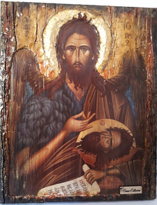 Saint John the Baptist Handmade Wood Icon- Greek Russian Orthodox Icons - Vanas Collection