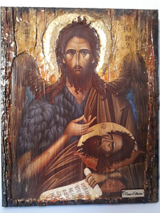 Saint John the Baptist Handmade Wood Icon- Greek Russian Orthodox Icons - Vanas Collection