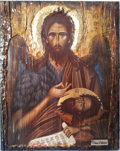 Saint John the Baptist Handmade Wood Icon- Greek Russian Orthodox Icons - Vanas Collection