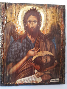 Saint John the Baptist Handmade Wood Icon- Greek Russian Orthodox Icons - Vanas Collection