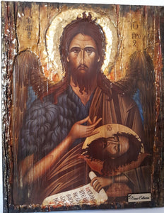 Saint John the Baptist Handmade Wood Icon- Greek Russian Orthodox Icons - Vanas Collection