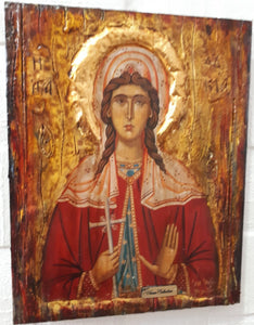 Saint Lucia Lucy Santa Lucia - Rare Byzantine Greek Orthodox Icon-Antique Style Icon - Vanas Collection