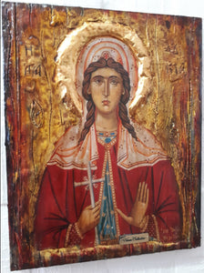 Saint Lucia Lucy Santa Lucia - Rare Byzantine Greek Orthodox Icon-Antique Style Icon - Vanas Collection