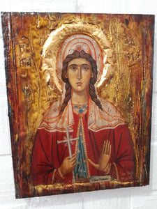 Saint Lucia Lucy Santa Lucia - Rare Byzantine Greek Orthodox Icon-Antique Style Icon - Vanas Collection