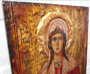 Saint Lucia Lucy Santa Lucia - Rare Byzantine Greek Orthodox Icon-Antique Style Icon - Vanas Collection