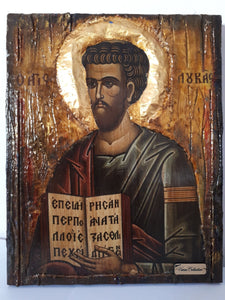 Saint Luke Lukas Icon-Greek on Wood Orthodox Byzantine Religious Icons - Vanas Collection