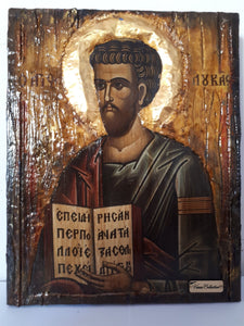 Saint Luke Lukas Icon-Greek on Wood Orthodox Byzantine Religious Icons - Vanas Collection