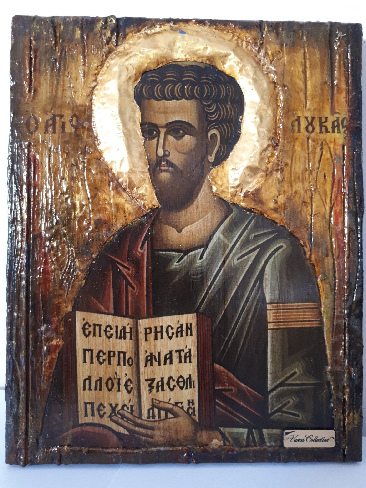 Saint Luke Lukas Icon-Greek on Wood Orthodox Byzantine Religious Icons - Vanas Collection