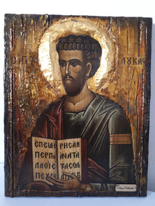 Saint Luke Lukas Icon-Greek on Wood Orthodox Byzantine Religious Icons - Vanas Collection