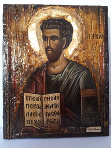 Saint Luke Lukas Icon-Greek on Wood Orthodox Byzantine Religious Icons - Vanas Collection